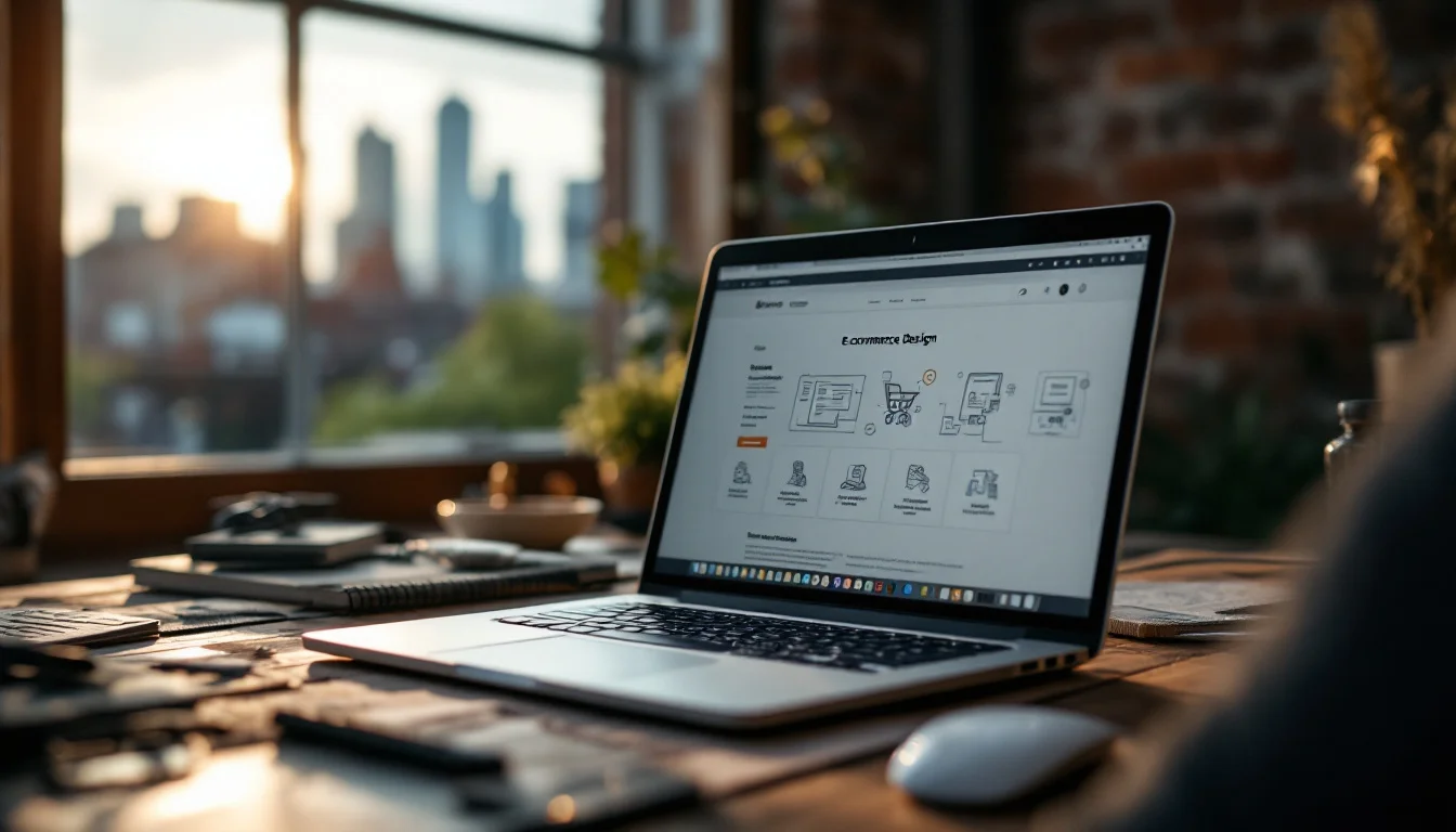 Best Website Design Agencies Manchester — A developer testing a new ecommerce website on a laptop, with the Manchester sky